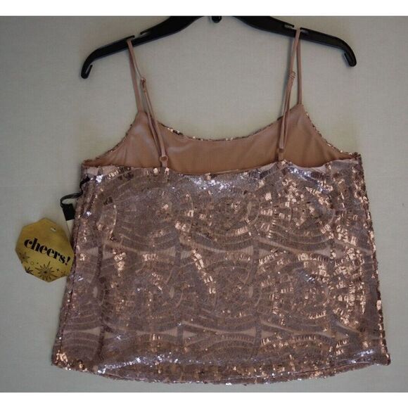 S.C. Society T92499B95 Women's Sz M Pink Sequin Spaghetti Strap Camisole - Picture 10 of 12